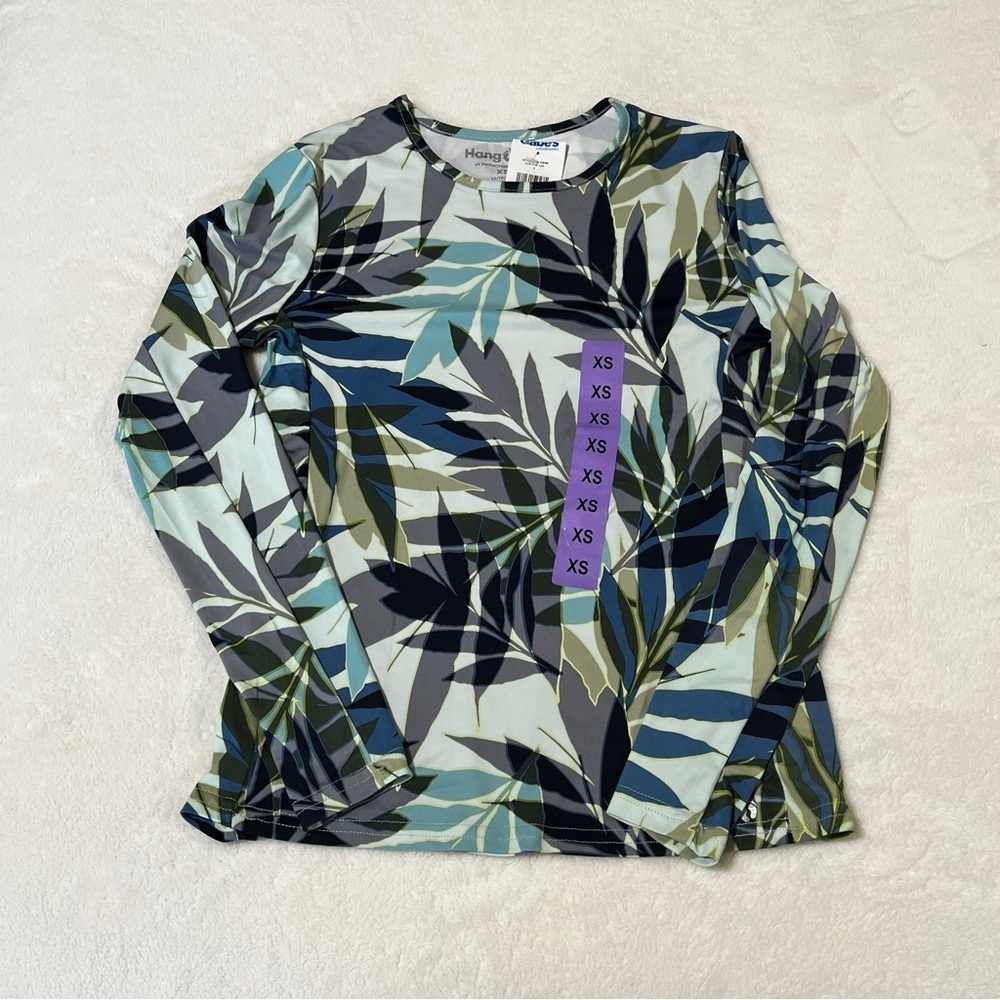 Hang Ten UPF 50+ Rash Guard NWT Women's XS Long Sleeve Tropical  Swim Top w/ Zip